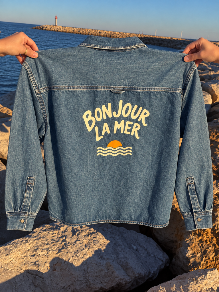 Sur-chemise Bonjour la mer denim