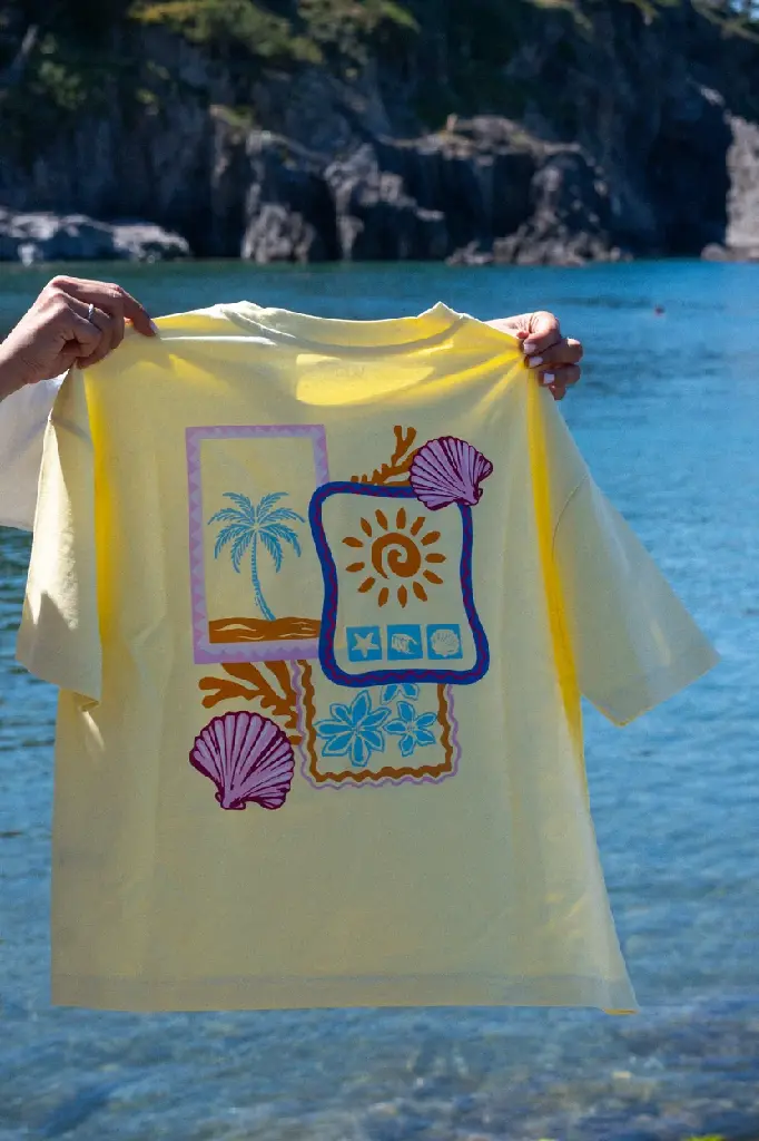 Tee-shirt Tropical Mosaic jaune (XS)